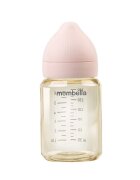 Mombella Biberon anti-colici 180 ml cu tetina din silicon S flux lent 0-3 luni Old Rose