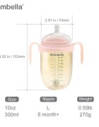 Mombella Biberon Anticolici Brest-Like 300ml Tetina 360 XL Hrana Densa PPSU Old Roze