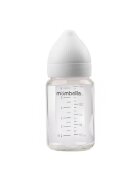 Mombella Biberon din sticla anti-colici 180 ml cu tetina din silicon S flux lent 0-3 luni Ivory