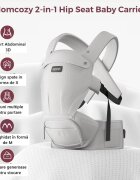 Momcozy Marsupiu 2 in 1 Hip Seat cu perna pentru sold Air Mesh gri