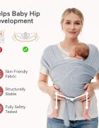 Momcozy Marsupiu ergonomic Wrap Sling cu suport pentru spate Babe Toddler Light Brown
