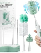 Momcozy Set perie electrica pentru curatarea biberoanelor 7 in 1 cu suport pentru uscare