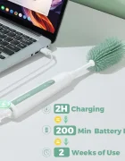 Momcozy Set perie electrica pentru curatarea biberoanelor 7 in 1 cu suport pentru uscare