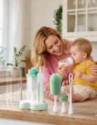 Momcozy Set perie electrica pentru curatarea biberoanelor 7 in 1 cu suport pentru uscare