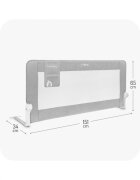 Momi Bariera de siguranta rabatabila pentru pat Lexi XL Plus Grey
