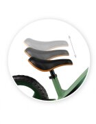Momi Bicicleta fara pedale Mizo Khaki 12 inch foarte usoara roti din spuma EVA scaun reglabil de la 33-40 cm greutate maxima admisa 25 kg de la 3 ani