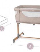 Momi Patut Co-sleeper Smart Bed 4 in 1 beige pliabil reglabil pe inaltime cu 2 niveluri de dormit roti saltea si plasa de insecte incluse