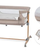 Momi Patut Co-sleeper Smart Bed 4 in 1 beige pliabil reglabil pe inaltime cu 2 niveluri de dormit roti saltea si plasa de insecte incluse
