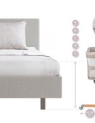 Momi Patut Co-sleeper Smart Bed 4 in 1 beige pliabil reglabil pe inaltime cu 2 niveluri de dormit roti saltea si plasa de insecte incluse