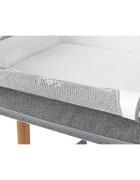 Momi Patut Co-sleeper Smart Bed 4 in 1 grey pliabil reglabil pe inaltime cu 2 niveluri de dormit roti saltea si plasa de insecte incluse