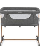 Momi Patut Co-sleeper Smart Bed 4 in 1 grey pliabil reglabil pe inaltime cu 2 niveluri de dormit roti saltea si plasa de insecte incluse