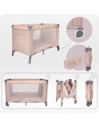 Momi Patut pliabil pentru copii Belove Beige 60x120 cm cu roti usita cu fermoar geanta de transport
