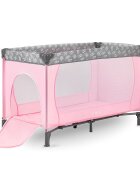Momi Patut pliabil pentru copii Belove Pink 60x120 cm cu roti usita cu fermoar geanta de transport