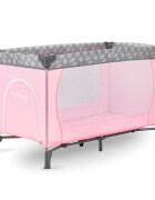 Momi Patut pliabil pentru copii Belove Pink 60x120 cm cu roti usita cu fermoar geanta de transport
