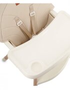 Momi Scaun de masa pentru copii Reki Beige husa detasabila din piele ecologica suport pentru picioare tava reglabila jucarie cu ventuza