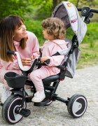 Momi Tricicleta pentru copii Invidia Black 5 in 1 pliabila suport picioare control al directiei scaun reversibil rotire 360 grade spatar reglabil sistem roata libera si roti cauciuc EVA