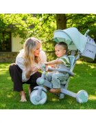Momi Tricicleta pentru copii Solivia Grey 4 in 1 transformabila maner telescopic roti pivotante scaun reglabil greutate suportata 25 kg