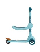 Momi Trotineta transformabila 2in1 Kiuru Blue ghidon reglabil pliabila scaun reglabil lumini LED greutate suportata 50 kg varsta 3 ani+