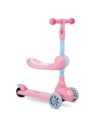 Momi Trotineta transformabila 2in1 Kiuru Pink hidon reglabil pliabila scaun reglabil lumini LED greutate suportata 50 kg varsta 3 ani+