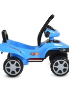 MONI ATV copii fara pedale No Fear Blue cu compartiment pentru jucarii volan cu claxon functii luminoase si muzicale spatarroti rezistentesistem antirasturnare