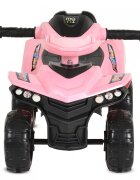 MONI ATV copii fara pedale No Fear Pink cu compartiment pentru jucarii volan cu claxon functii luminoase si muzicale spatarroti rezistentesistem antirasturnare