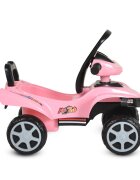 MONI ATV copii fara pedale No Fear Pink cu compartiment pentru jucarii volan cu claxon functii luminoase si muzicale spatarroti rezistentesistem antirasturnare