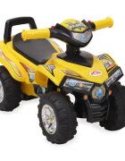 MONI ATV pentru copii fara pedale RideGo Galben cu spatiu depozitare jucarii muzica de la 1 an pana la 20 kg