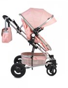 MONI Carucior 2 in 1 transformabil Gigi Pink cu sezut reversibilroti rezistentehusa picioare si geanta mamici inclusepliere usoaracadru rezistent din aluminiucapotina mare