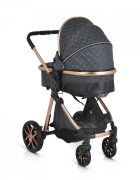 MONI Carucior 2in1 transformabil Alma Black cu Sezut reversibilCadru din aluminiuRoti EVA rezistente cu suspensii FranaCapotina cu vizier Spatar reglabil Centura de sigurantaCos de cumparaturi Husa picioare si Geanta