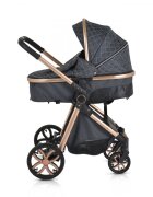 MONI Carucior 2in1 transformabil Alma Black cu Sezut reversibilCadru din aluminiuRoti EVA rezistente cu suspensii FranaCapotina cu vizier Spatar reglabil Centura de sigurantaCos de cumparaturi Husa picioare si Geanta