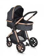 MONI Carucior 2in1 transformabil Alma Black cu Sezut reversibilCadru din aluminiuRoti EVA rezistente cu suspensii FranaCapotina cu vizier Spatar reglabil Centura de sigurantaCos de cumparaturi Husa picioare si Geanta