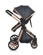 MONI Carucior 2in1 transformabil Alma Black cu Sezut reversibilCadru din aluminiuRoti EVA rezistente cu suspensii FranaCapotina cu vizier Spatar reglabil Centura de sigurantaCos de cumparaturi Husa picioare si Geanta
