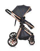 MONI Carucior 2in1 transformabil Alma Black cu Sezut reversibilCadru din aluminiuRoti EVA rezistente cu suspensii FranaCapotina cu vizier Spatar reglabil Centura de sigurantaCos de cumparaturi Husa picioare si Geanta