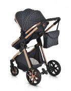 MONI Carucior 2in1 transformabil Alma Black cu Sezut reversibilCadru din aluminiuRoti EVA rezistente cu suspensii FranaCapotina cu vizier Spatar reglabil Centura de sigurantaCos de cumparaturi Husa picioare si Geanta