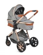 MONI Carucior 2in1 transformabil Alma Dark Grey cu Sezut reversibilCadru din aluminiuRoti EVA rezistente cu suspensiiFranaCapotina cu vizierSpatar reglabilCentura de sigurantaCos de cumparaturiHusa picioare si Geanta