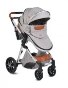 MONI Carucior 2in1 transformabil Alma Grey cu Sezut reversibilCadru din aluminiuRoti EVA rezistente cu suspensiiFranaCapotina cu vizierSpatar reglabilCentura de sigurantaCos de cumparaturiHusa picioare si Geanta