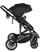 MONI Carucior convertibil 2in1 All Road Black cu Cadru din aluminiu galvanizatRoti rezistente cu suspensiiSpatar reglabilManer reglabil 6 pozitii inaltimeCopertina XXLHusa picioare si suport pahar inclusePana la 4 ani
