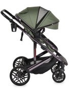 MONI Carucior convertibil 2in1 All Road DarkGreen cu Cadru din aluminiu galvanizatRoti rezistente cu suspensiiSpatar reglabilManer reglabil 6 pozitii inaltimeCopertina XXLHusa picioare+suport pahar inclusePana la 4ani
