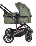 MONI Carucior convertibil 2in1 All Road DarkGreen cu Cadru din aluminiu galvanizatRoti rezistente cu suspensiiSpatar reglabilManer reglabil 6 pozitii inaltimeCopertina XXLHusa picioare+suport pahar inclusePana la 4ani