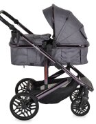 MONI Carucior convertibil 2in1 All Road Grey cu Cadru din aluminiu galvanizatRoti rezistente cu suspensiiSpatar reglabilManer reglabil 6 pozitii inaltimeCopertina XXLHusa picioare si suport pahar inclusePana la 4 ani