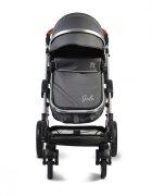 MONI Carucior transformabil 2in1 Gala Black cu sistem dublu de suspensiicadru din aluminiumaner reglabil pe inaltimecopertina XXLsezut reversibilhusa picioare si geanta mamici inclusa