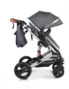 MONI Carucior transformabil 2in1 Gala Black cu sistem dublu de suspensiicadru din aluminiumaner reglabil pe inaltimecopertina XXLsezut reversibilhusa picioare si geanta mamici inclusa