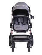 MONI Carucior transformabil 2in1 Gala Dark Grey cu sistem dublu de suspensiicadru din aluminiumaner reglabil pe inaltimecopertina XXLsezut reversibilhusa picioare si geanta mamici inclusa
