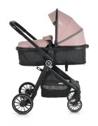 MONI Carucior transformabil 2in1 Rio Pink pana la 22 kgcadru din aluminiuspatar reglabilscaun reversibilroti din spuma EVA pivotante cu amortizor si rulmentbaldachinhusa picioaregeantaplasa insectesuport pahar