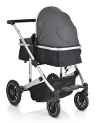 MONI Carucior transformabil 2in1 Thira Grey cu cadru din aluminiuGreutate admisa 22 kgCapotina reglabilaManer reglabil din piele ecologicaBara de protectie detasabilaCentura de sigurantaHusa picioare si Geanta incluse