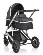 MONI Carucior transformabil 2in1 Thira Grey cu cadru din aluminiuGreutate admisa 22 kgCapotina reglabilaManer reglabil din piele ecologicaBara de protectie detasabilaCentura de sigurantaHusa picioare si Geanta incluse