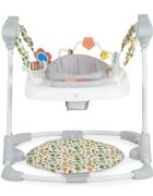 MONI Jumper pentru copii Hop Gri cu inaltime reglabilasezut rotativ 360 grade panou muzical cu taste jucarii cu diferite forme culori si texturi recomandat copii peste 6 luni si greutatea de pana la 12 kg