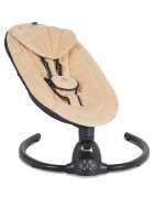 MONI Leagan electric pentru bebelusi Clarissa Beige cu telecomanda senzor de miscare5 viteze de leganare cronometru bluetooth pernuta baldachin cu jucarii si plasa insecte husa detasabilacentura de siguranta