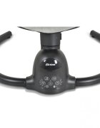 MONI Leagan electric pentru bebelusi Clarissa Grey cu telecomanda senzor de miscare5 viteze de leganare cronometru bluetooth pernuta baldachin cu jucarii si plasa insecte husa detasabilacentura de siguranta