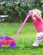 MONI Masina de tuns iarba pentru copii Sir Bubble Roz cu baloane de sapunsolutie de baloane de 118ml inclusa